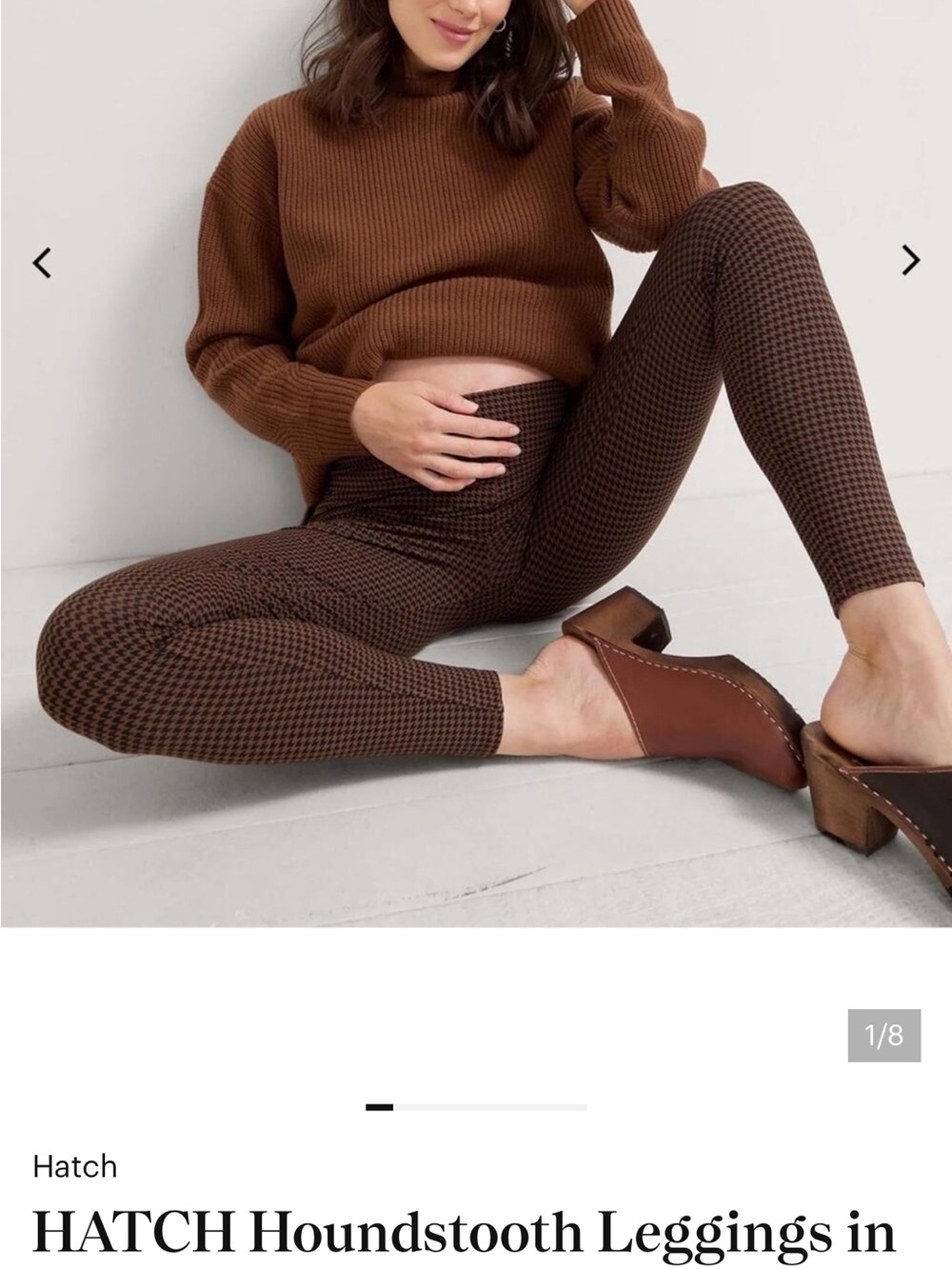 Hatch Maternity - all day legging Brown and Black Houndstooth